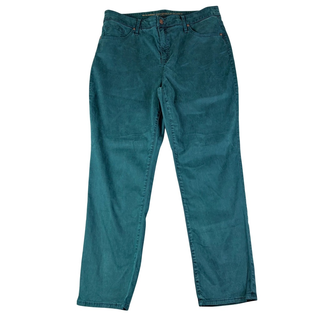 Chicos 14R Teal Green So Slimming Girlfriend Slim Leg Ankle Pants Lyocell Blend